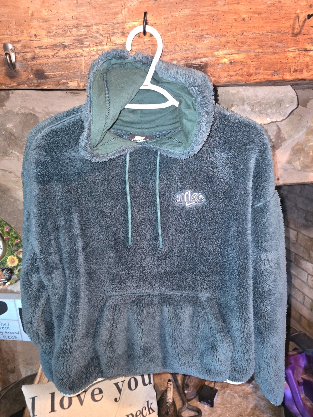 Nike Sportswear NSW Plush Faux Fur Hoodie Atomic Teal M CU6425-300